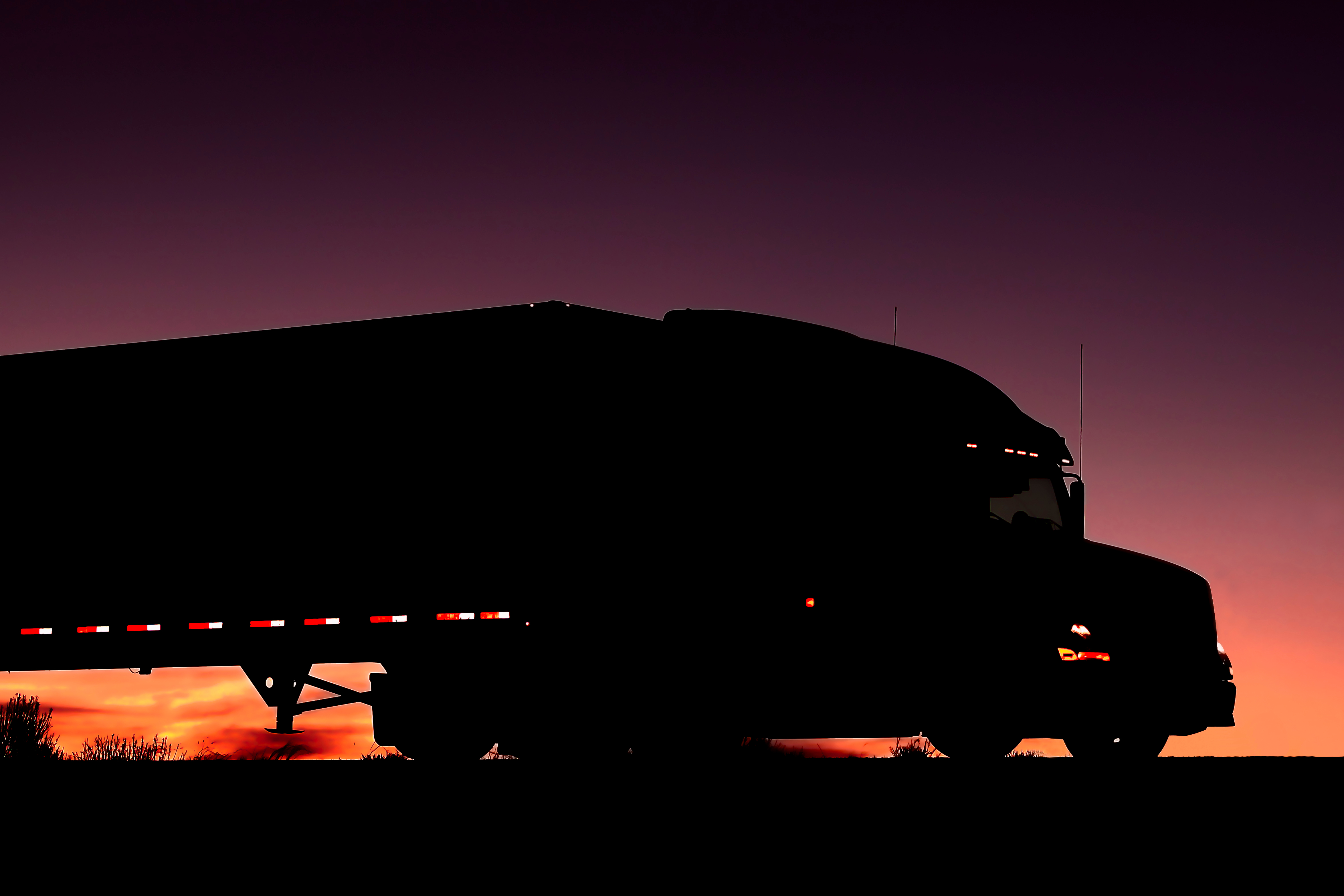 Truck on an early morning road